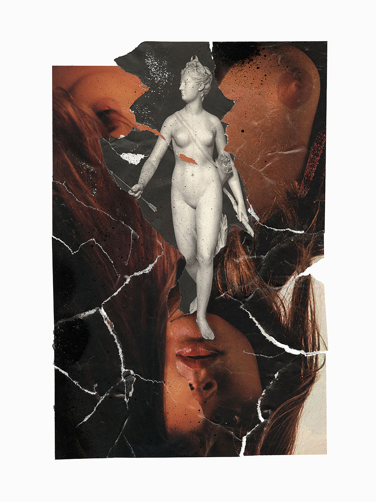 Castration Fear 
(25,5 cm x 34 cm), collage, acrylic, glitter on paper, 2018 