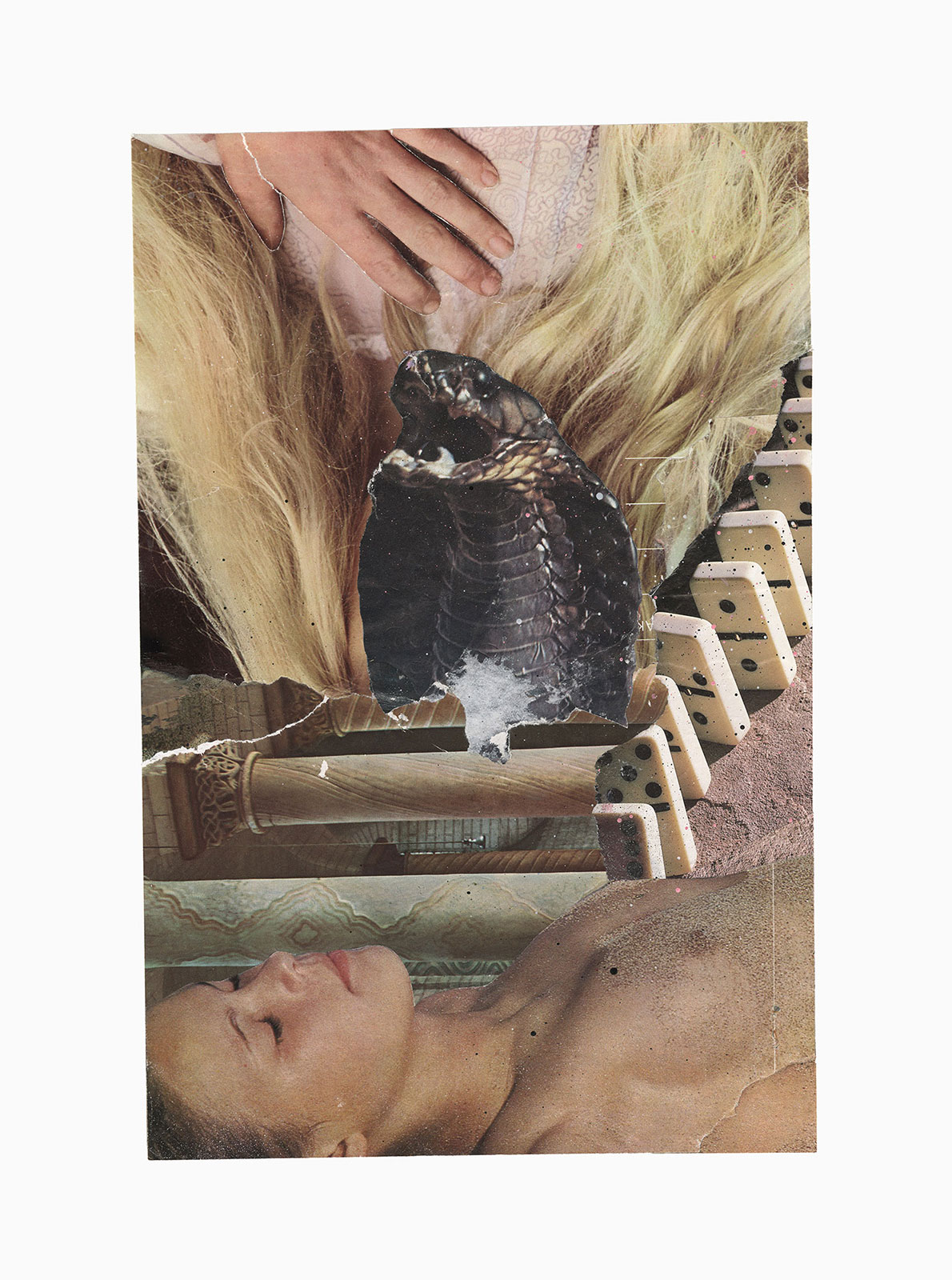 Dreamer’s Lament ( in emerald green
(30,5 cm x 41 cm), collage, acrylic on paper, 2018 