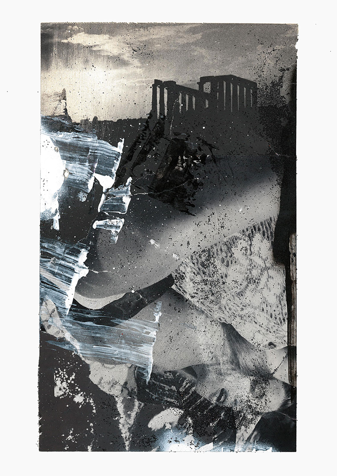 Gutter Magik series
(30,5 cm x 41 cm), acrylic, glitter, collage on paper, 2015 