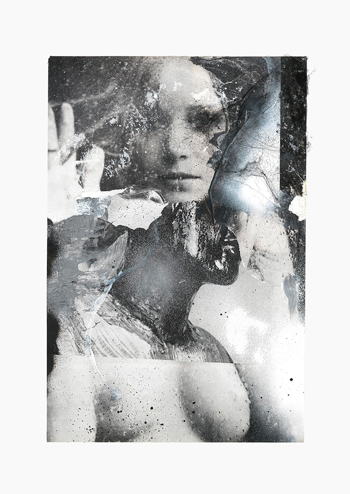 Gutter Magik series
(25,5 cm x 36 cm), acrylic, tainted cotton, glitter, collage on paper, 2015 