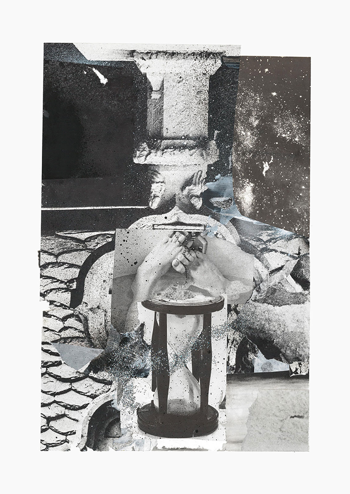 Gutter Magik series
(25,5 cm x 36 cm), acrylic, glitter, collage on paper, 2015 