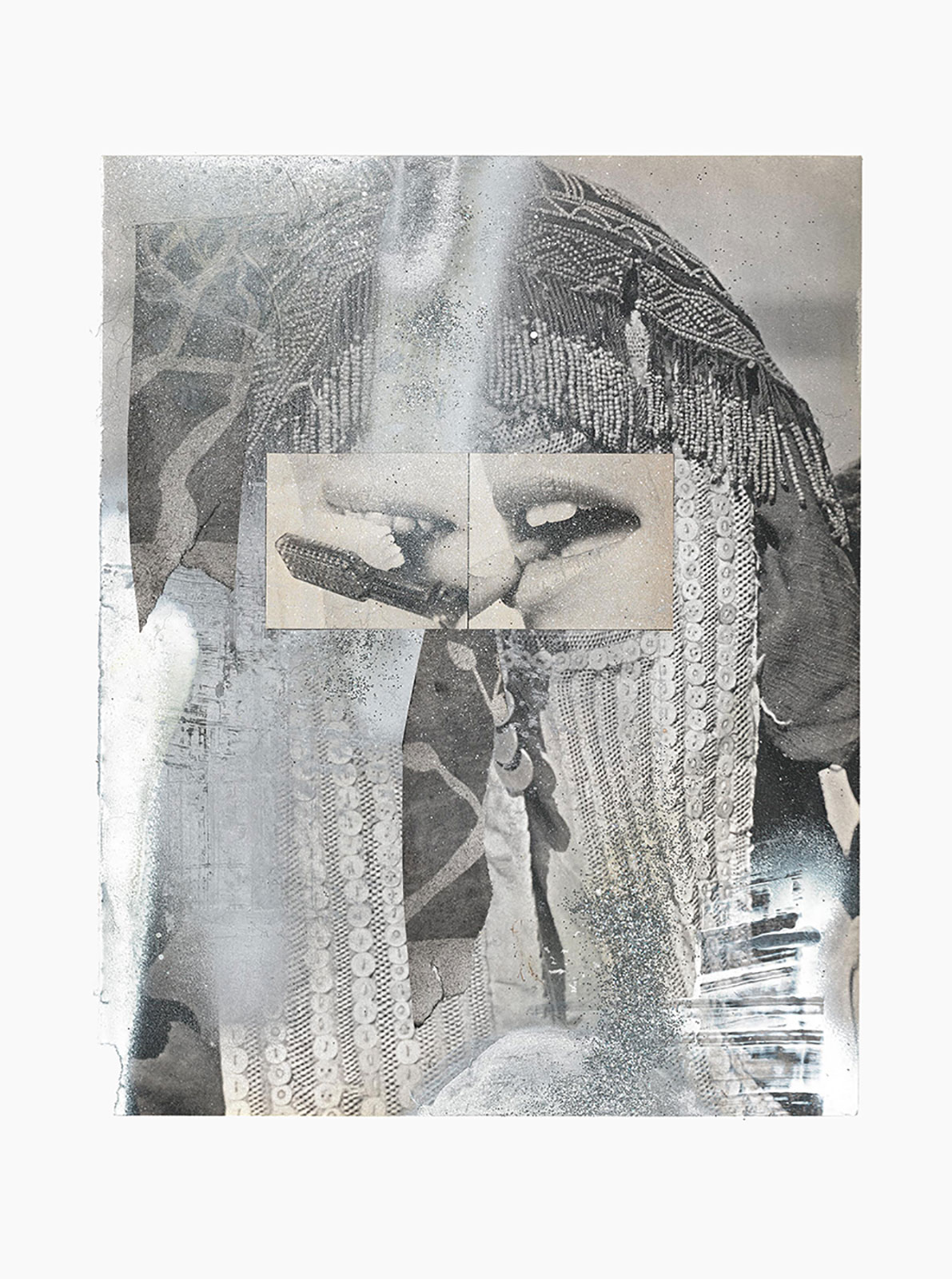 Gutter Magik series
(30,5 cm x 41 cm), acrylic, glitter, tainted cotton, collage on paper, 2015 