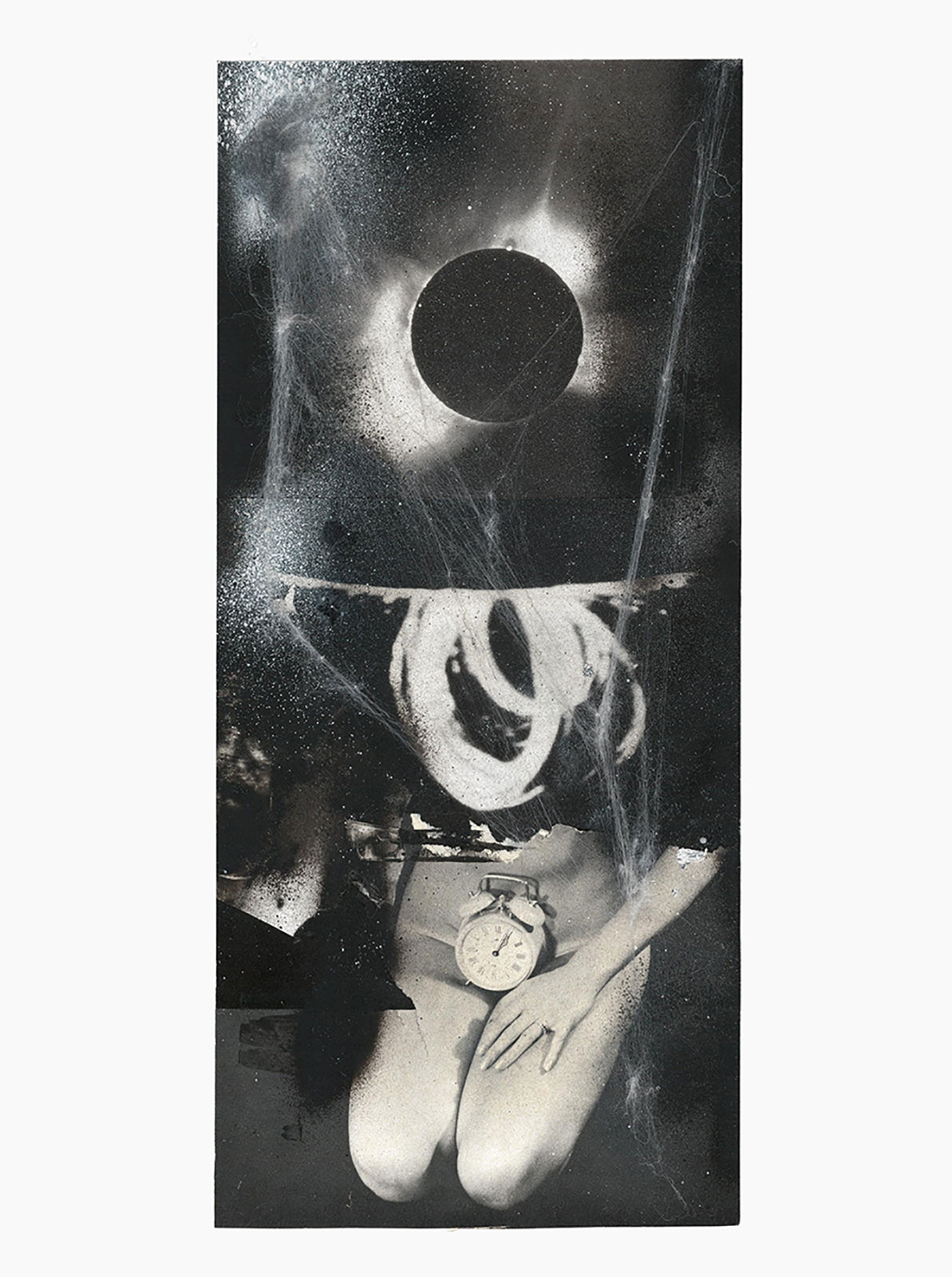 Gutter Magik series
(30,5 cm x 41 cm), acrylic, glitter, silver foil, tainted cotton, collage on paper, 2015 