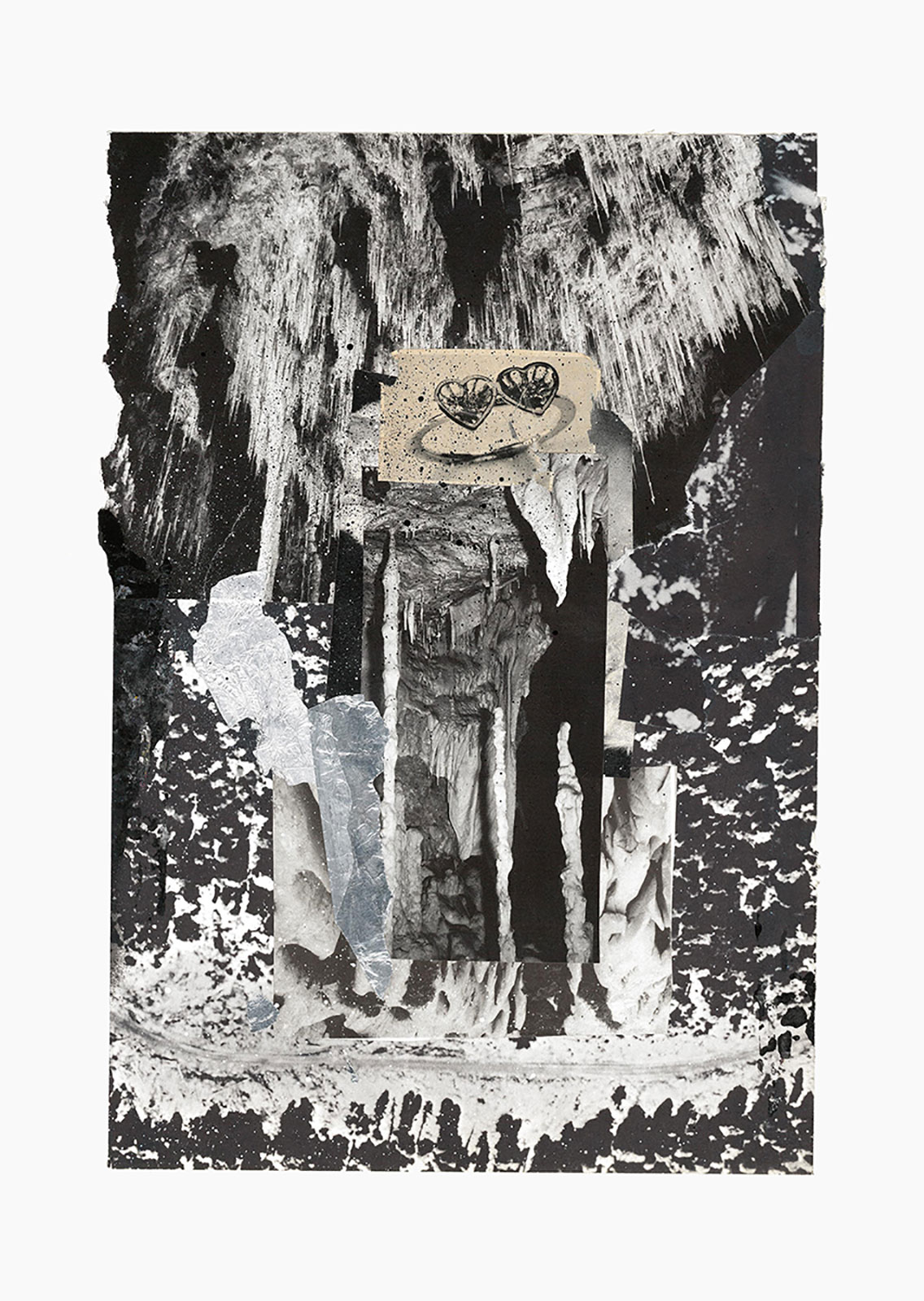 Gutter Magik series
(25,5 cm x 36 cm), acrylic, silver foil, glitter, collage on paper, 2015 