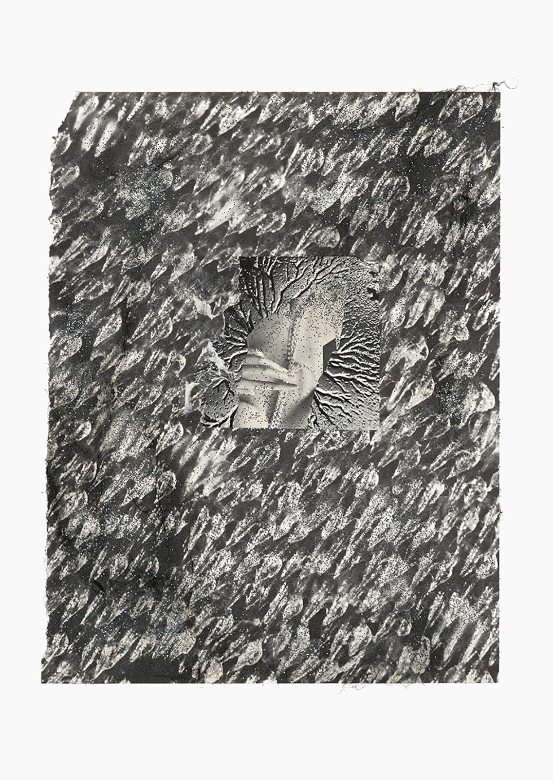 Gutter Magik series
(25,5 cm x 36 cm), acrylic, tainted cotton, glitter, collage on paper, 2015 