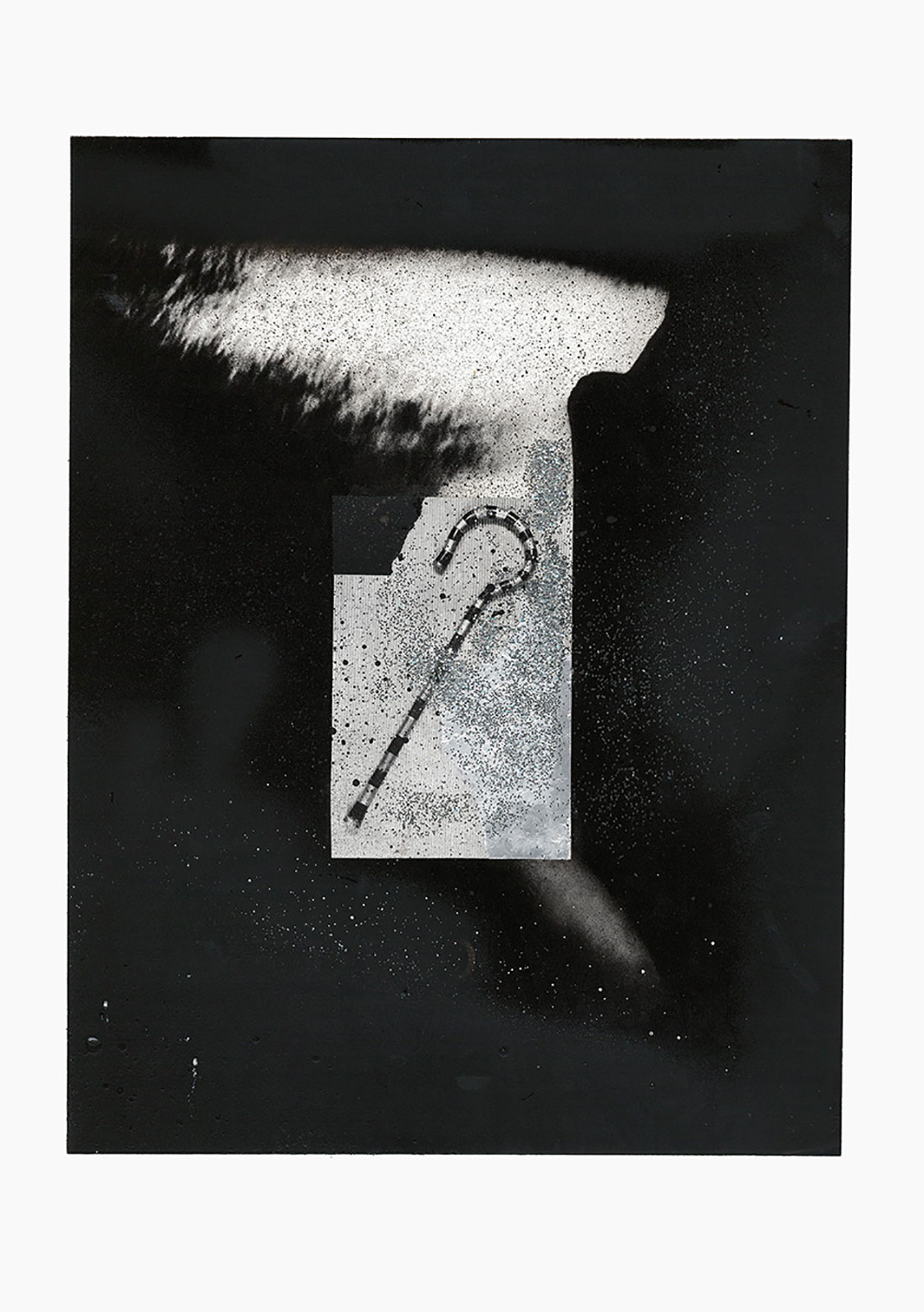 Gutter Magik series
(25,5 cm x 36 cm), acrylic, glitter, silver foil, collage on paper, 2015 