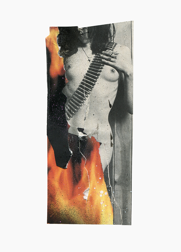 Spell Rider series
(15 cm x 21 cm), collage, glitter, acrylic on paper, 2023 