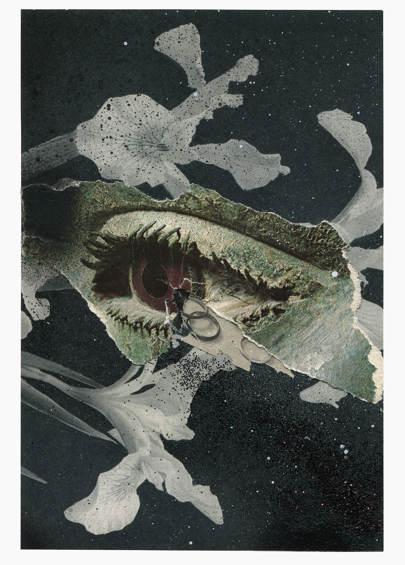 Spell Rider series
(15 cm x 21 cm), collage, glitter, acrylic on paper, 2023 