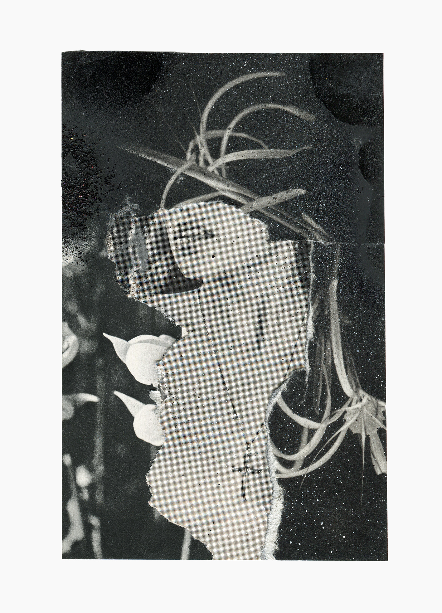 Spell Rider series
(15 cm x 21 cm), collage, glitter, acrylic on paper, 2023 