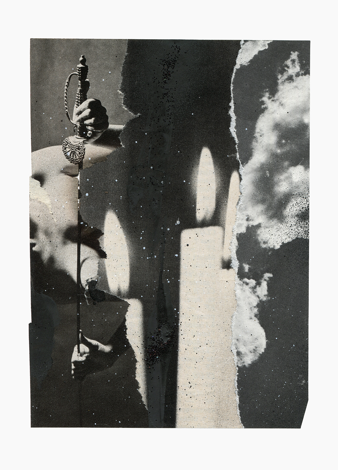 Secret Daylight Of A Vampire Wasteland series
(15 cm x 21 cm), collage, glitter, acrylic on paper, 2024 