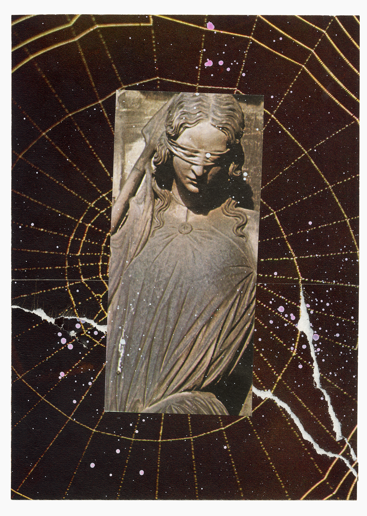 Under Blood Rain In Marble Maze series
(15 cm x 21 cm), collage, acrylic on paper, 2025 