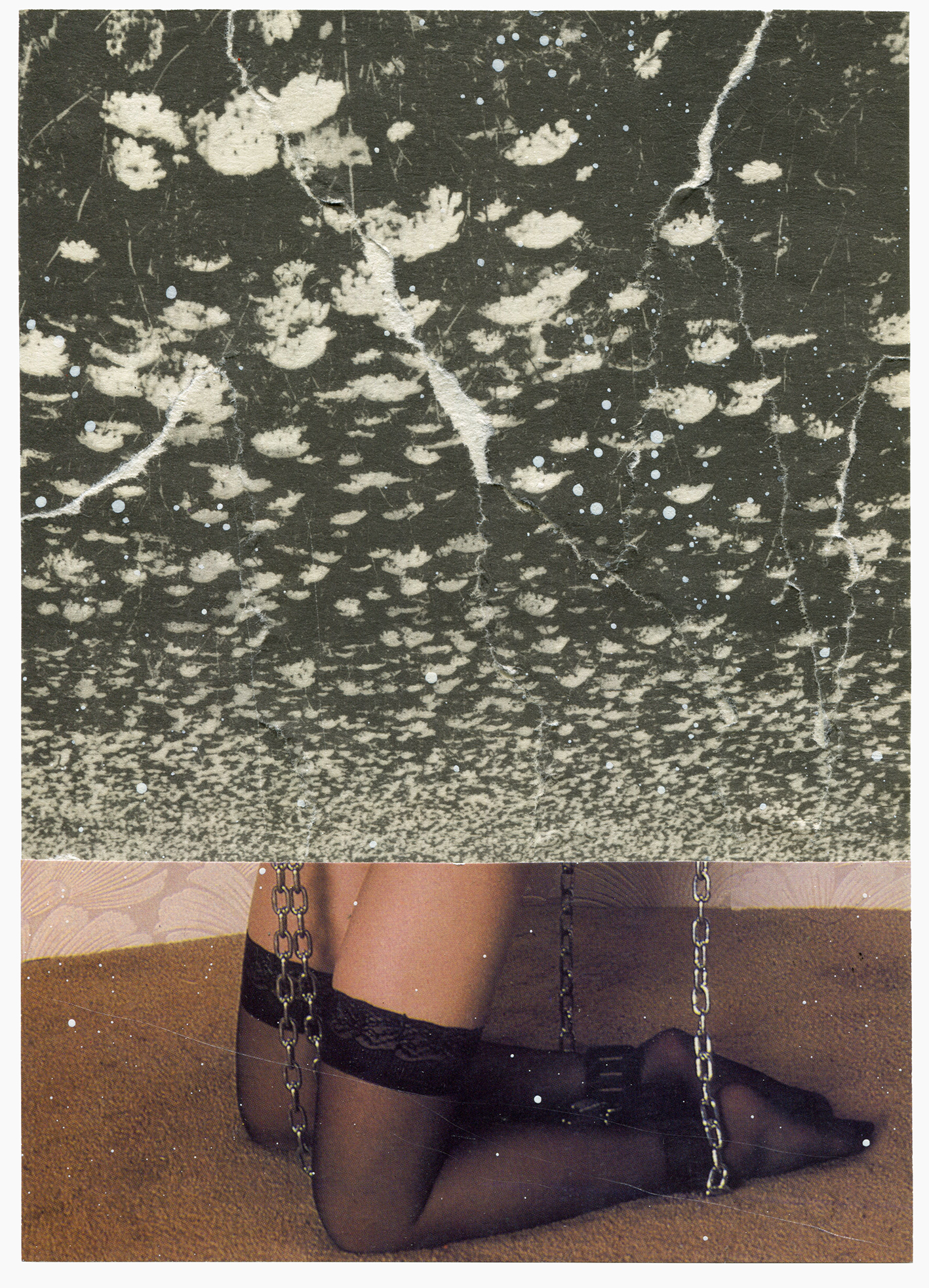 Under Blood Rain In Marble Maze series
(15 cm x 21 cm), collage, acrylic on paper, 2025 