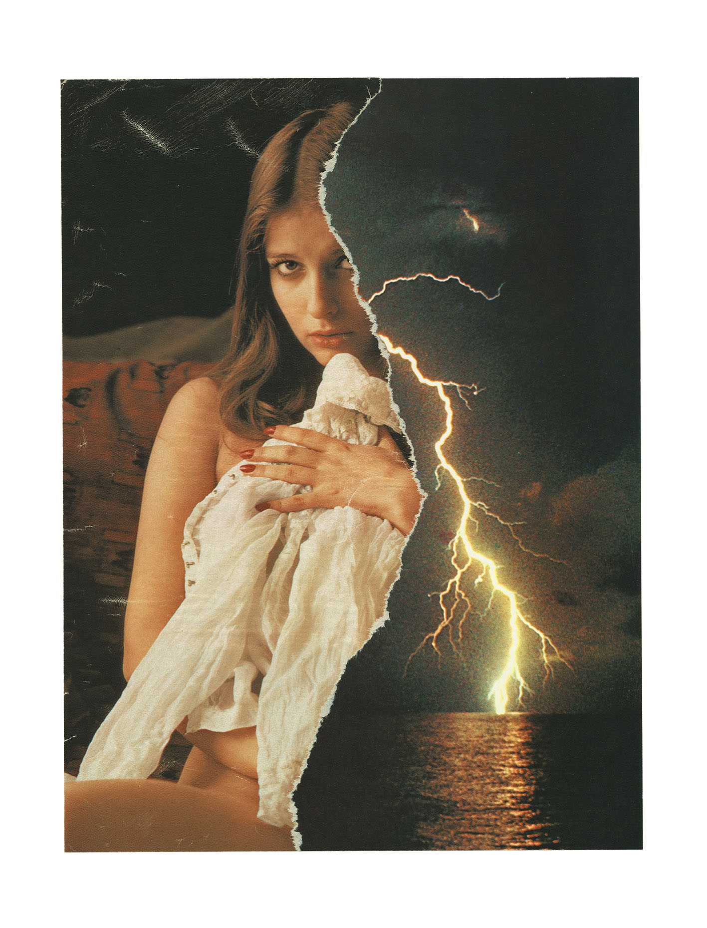 Under Blood Rain In Marble Maze series
(26 cm x 34 cm), collage on paper, 2025 