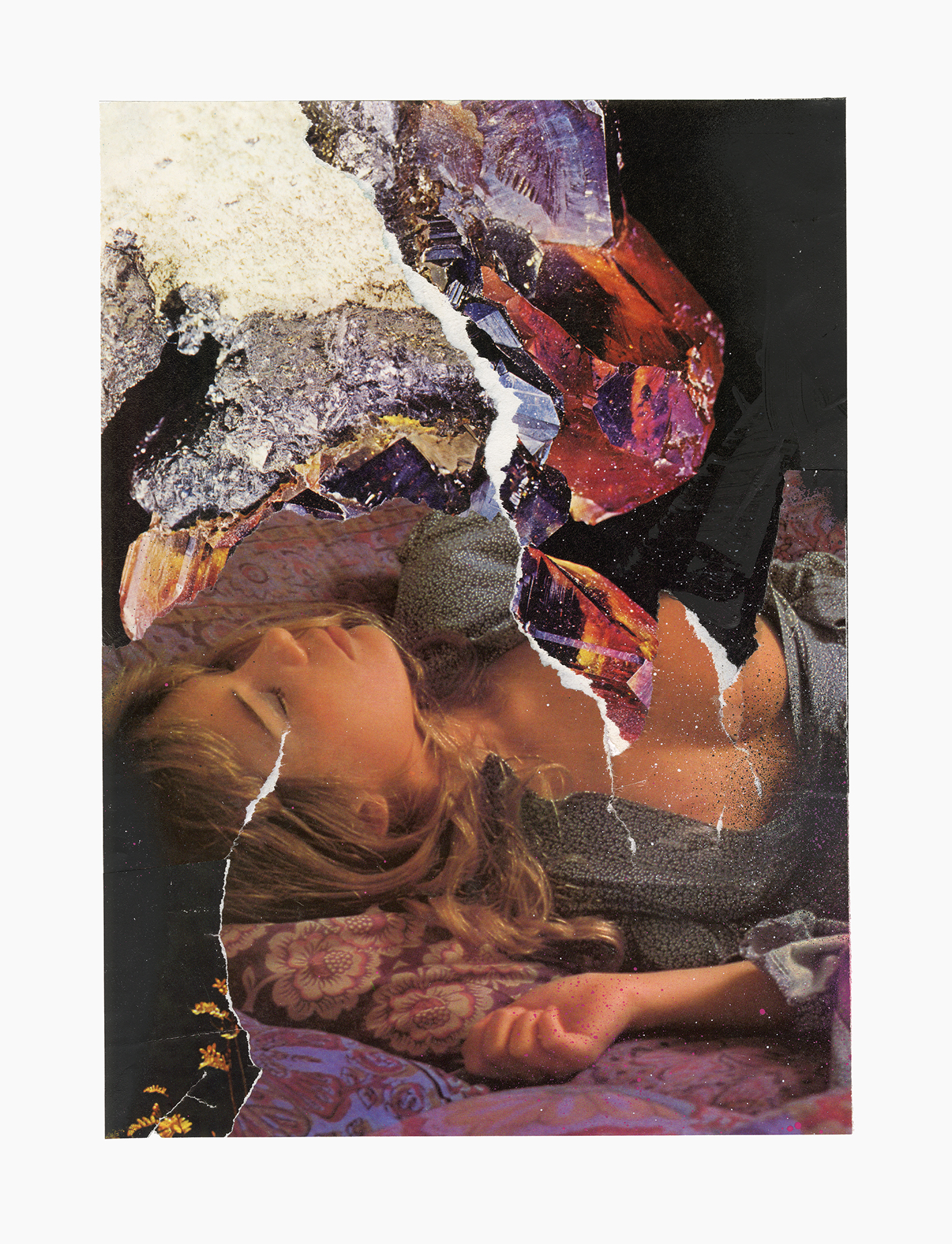 Under Blood Rain In Marble Maze series
(27 cm x 35,5 cm), collage, acrylic on paper, 2025 