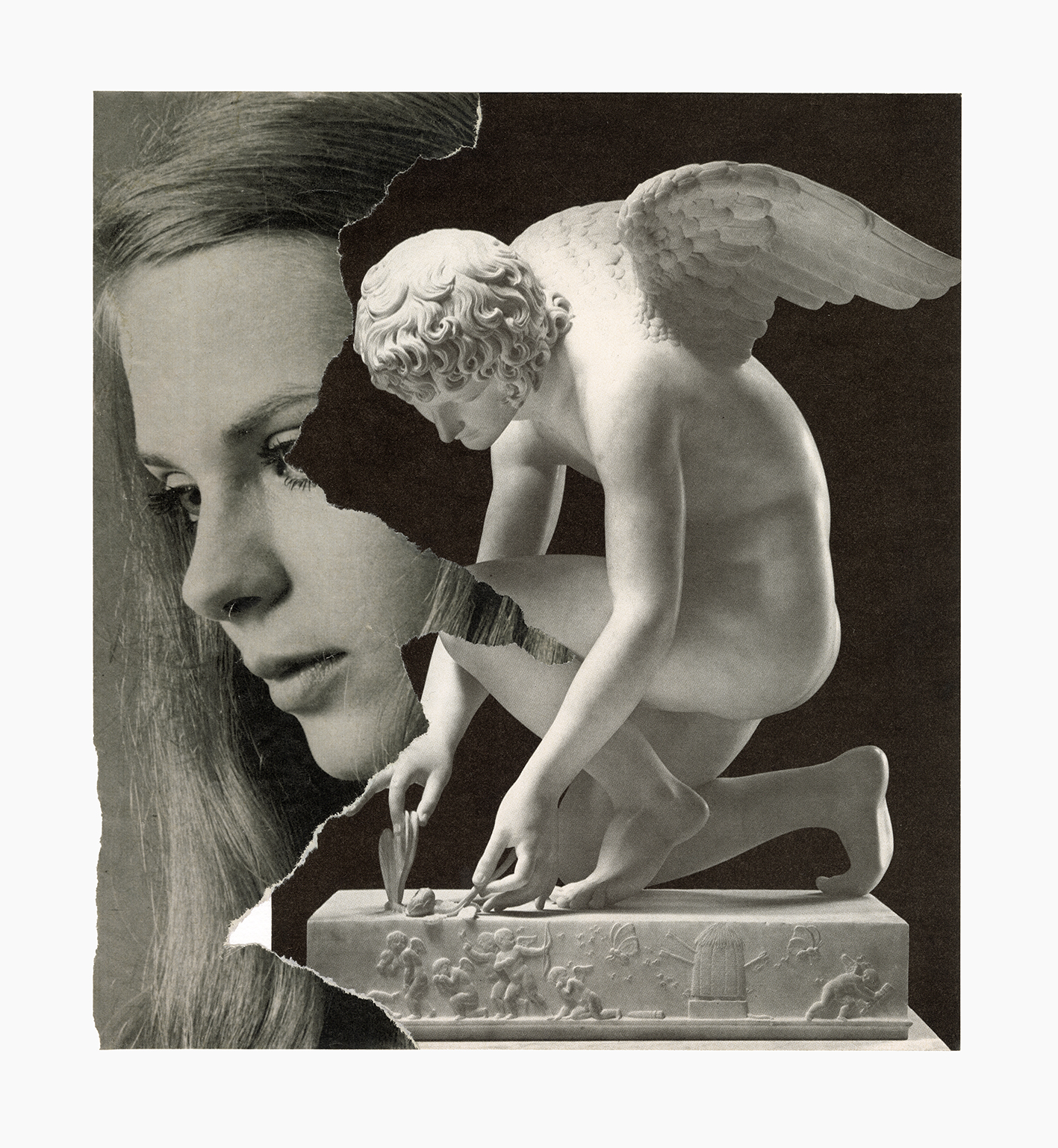 Under Blood Rain In Marble Maze series
(30,5 cm x 32 cm), collage on paper, 2025 