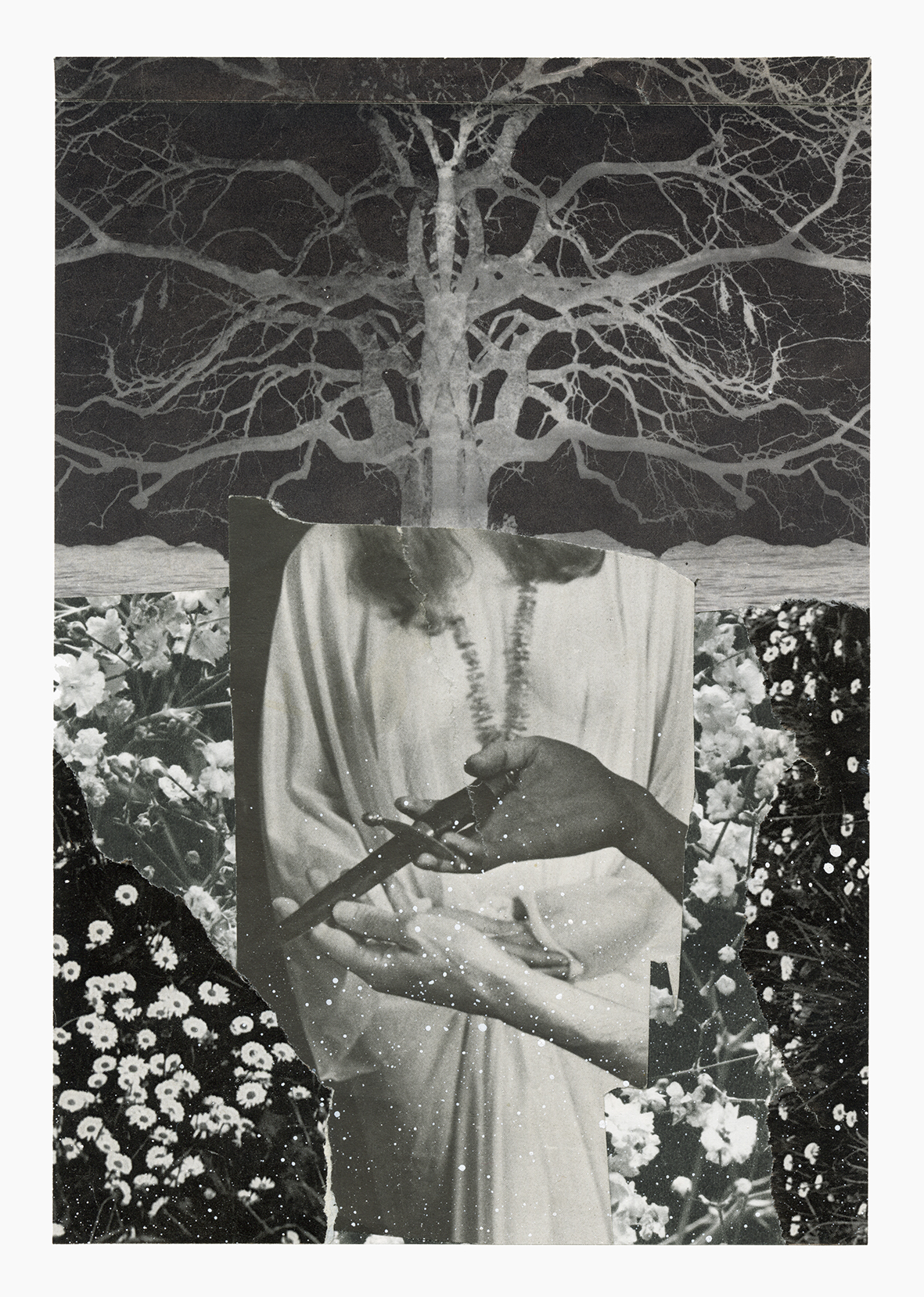 Under Blood Rain In Marble Maze series
(15 cm x 21 cm), collage, acrylic on paper, 2025 