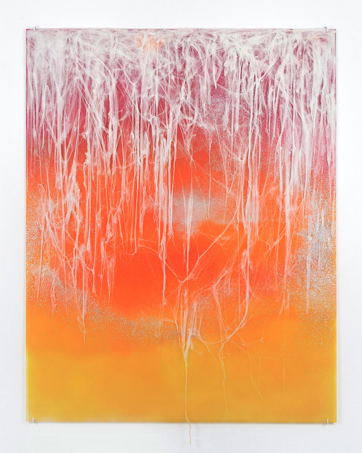 CHEMICAL DUSK ::: :: : NOCTURNAL JAM ( : : : : : :: ECSTATIC TRUTH
(90 cm x 115 cm), acrylic, glitter, cotton on glass, 2012 