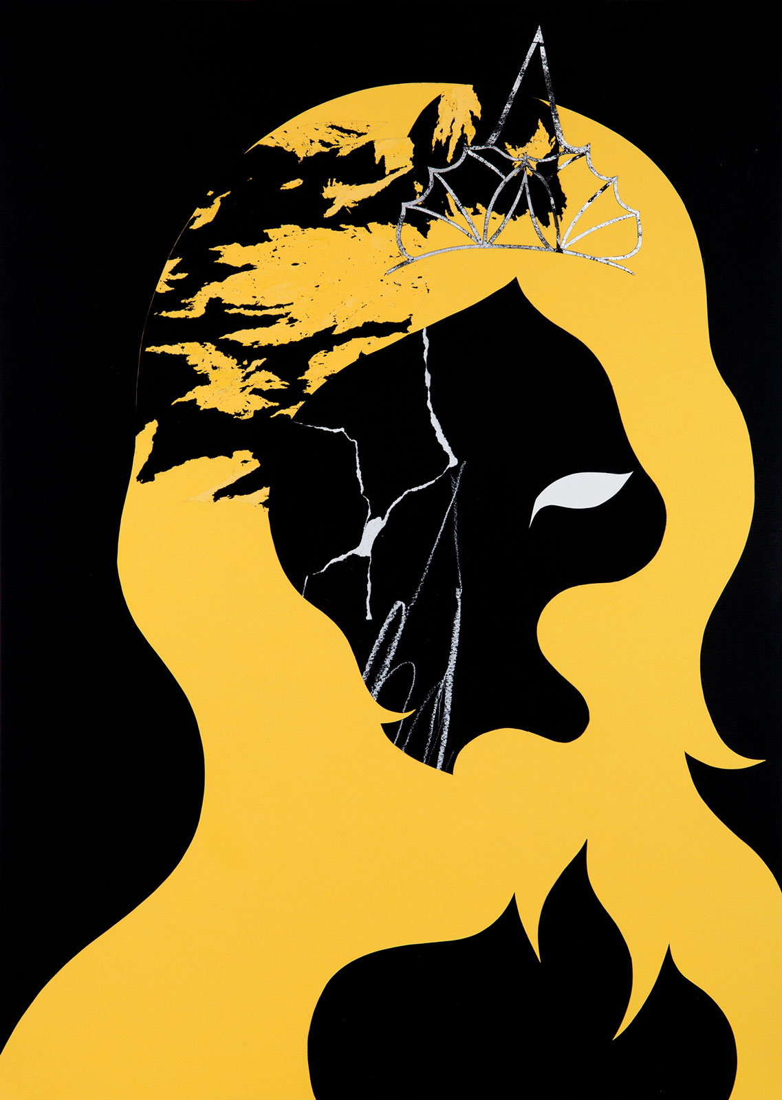 Pageant Ghost
(50 cm x 70 cm), paper cut-out collage, silver leaf, chalk on paper, 2018 