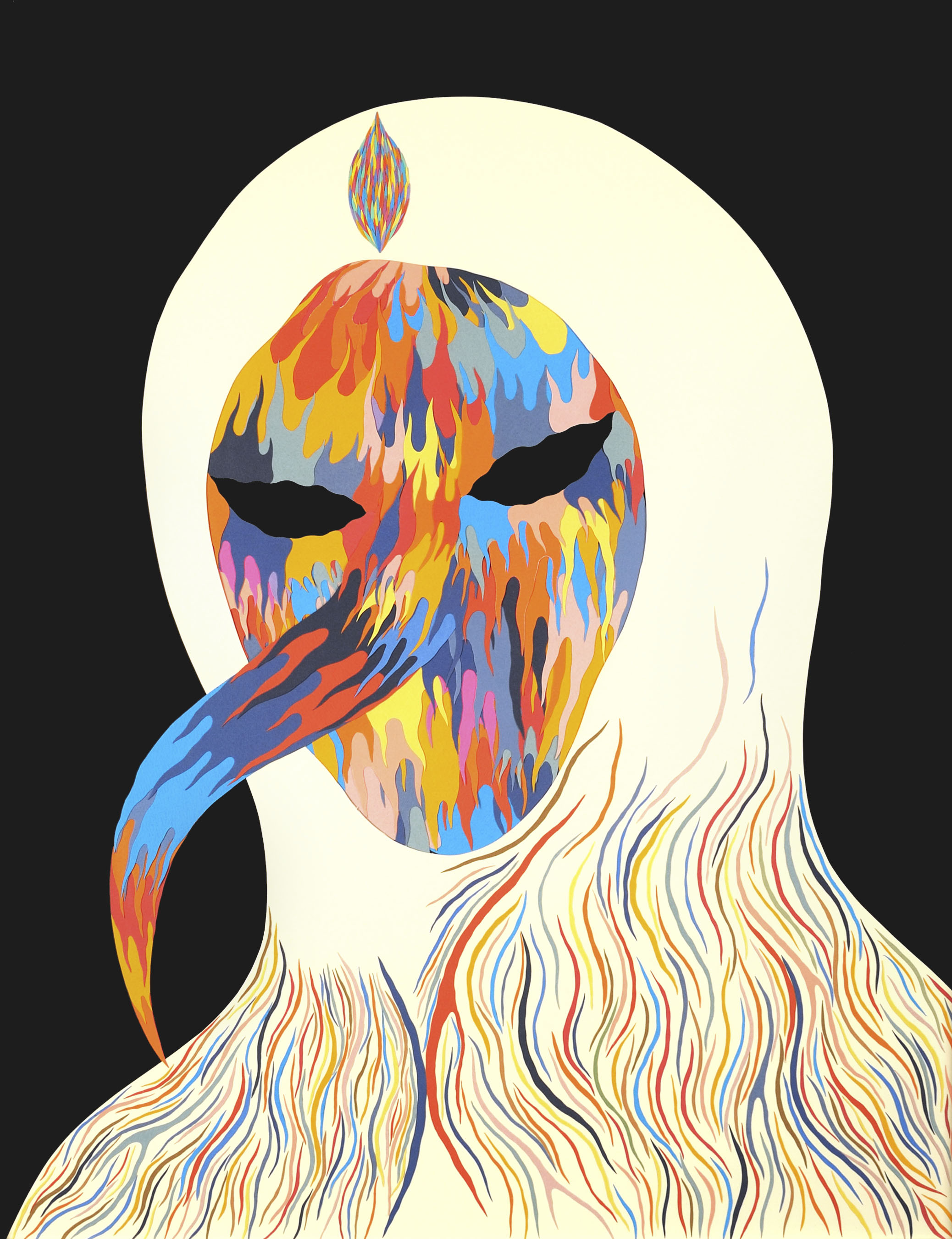 Masked Figure
(50 cm x 65 cm), paper cut-out collage, 2009 