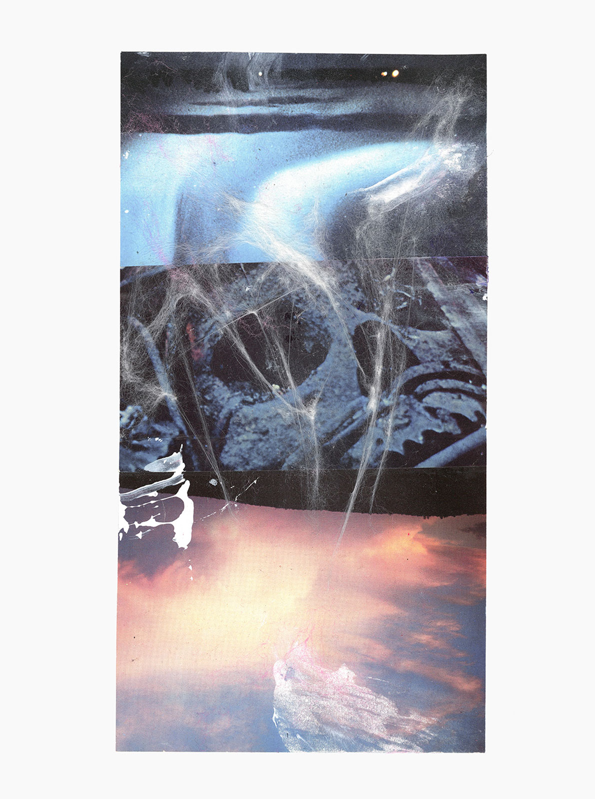 Gutter Magik Revisited series
(30,5 cm x 41 cm), acrylic, tainted cotton, collage on paper, 2015 