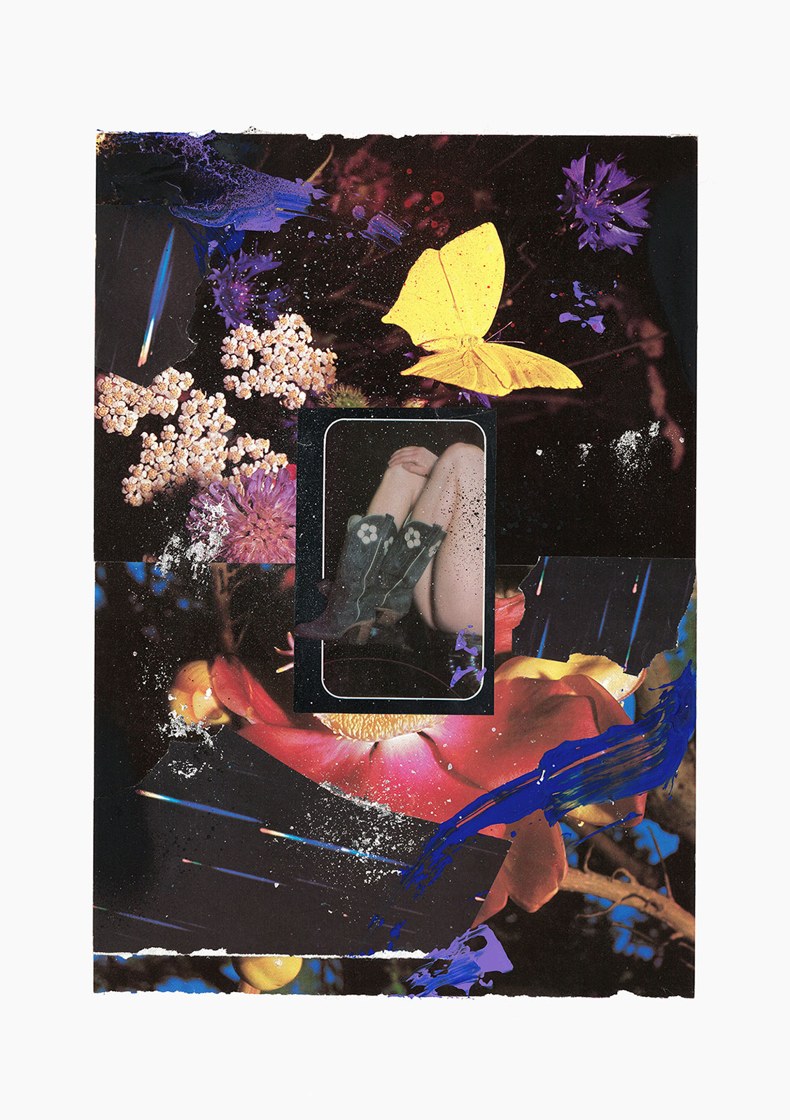 Gutter Magik Revisited series
(36 cm x 51 cm), acrylic, silver leaf, collage on paper, 2015 