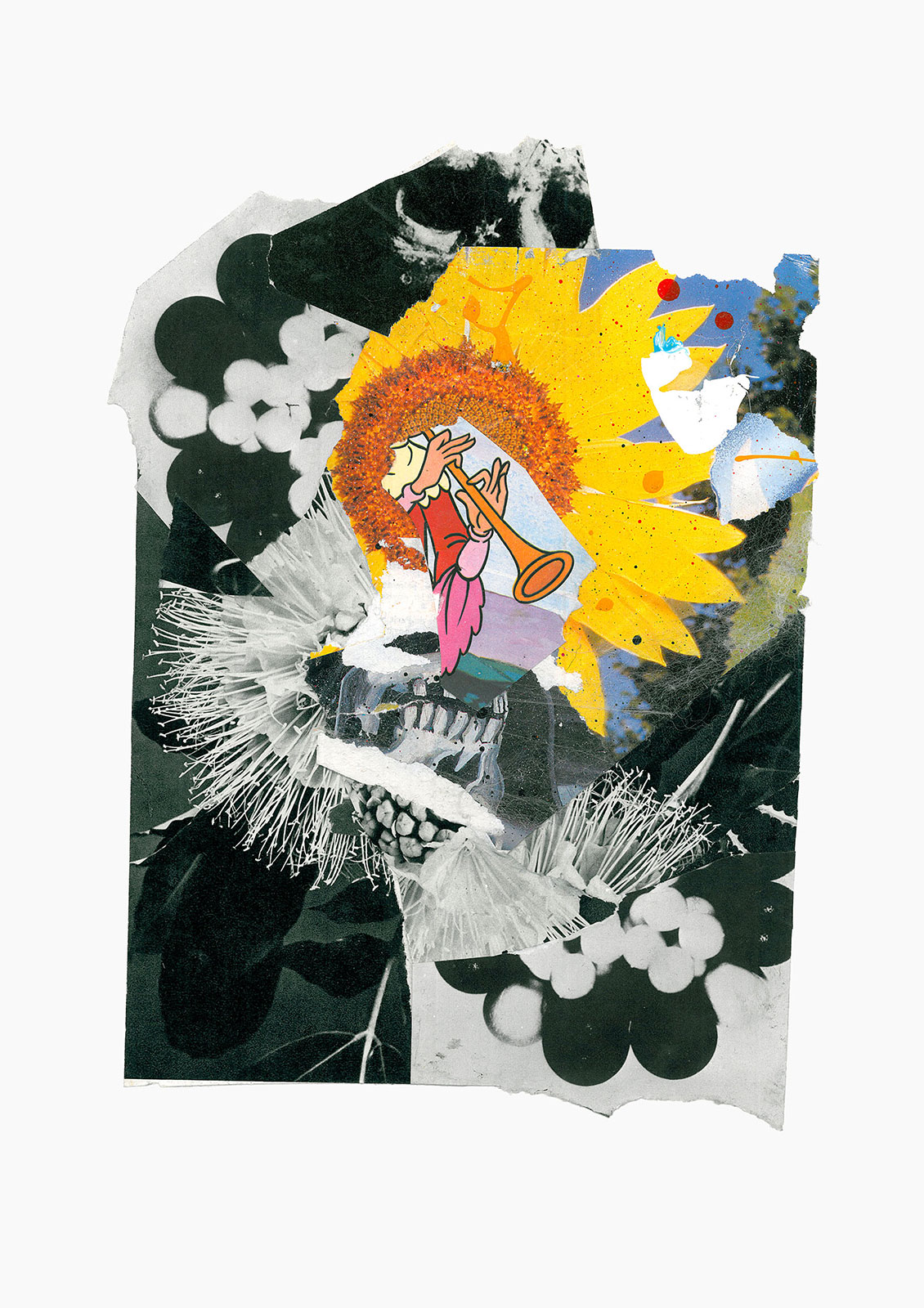 Gutter Magik Revisited series
(25,5 cm x 36 cm), acrylic, tainted cotton, collage on paper, 2016 