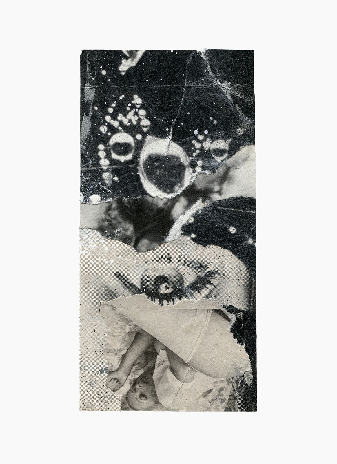 Inner Night series
(15 cm x 21 cm), collage, acrylic, tainted cotton on paper, 2018 