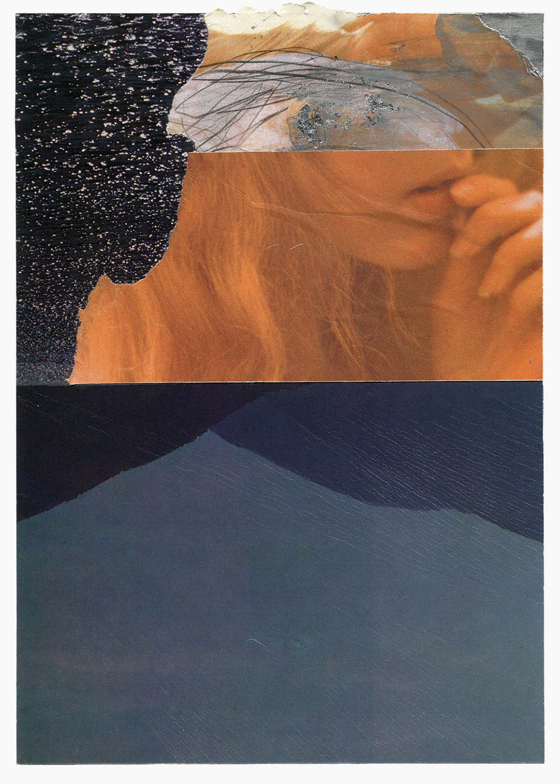 Secret Hour
(15 cm x 21 cm), collage, acrylic, silver leaf, pencil on paper, 2017 