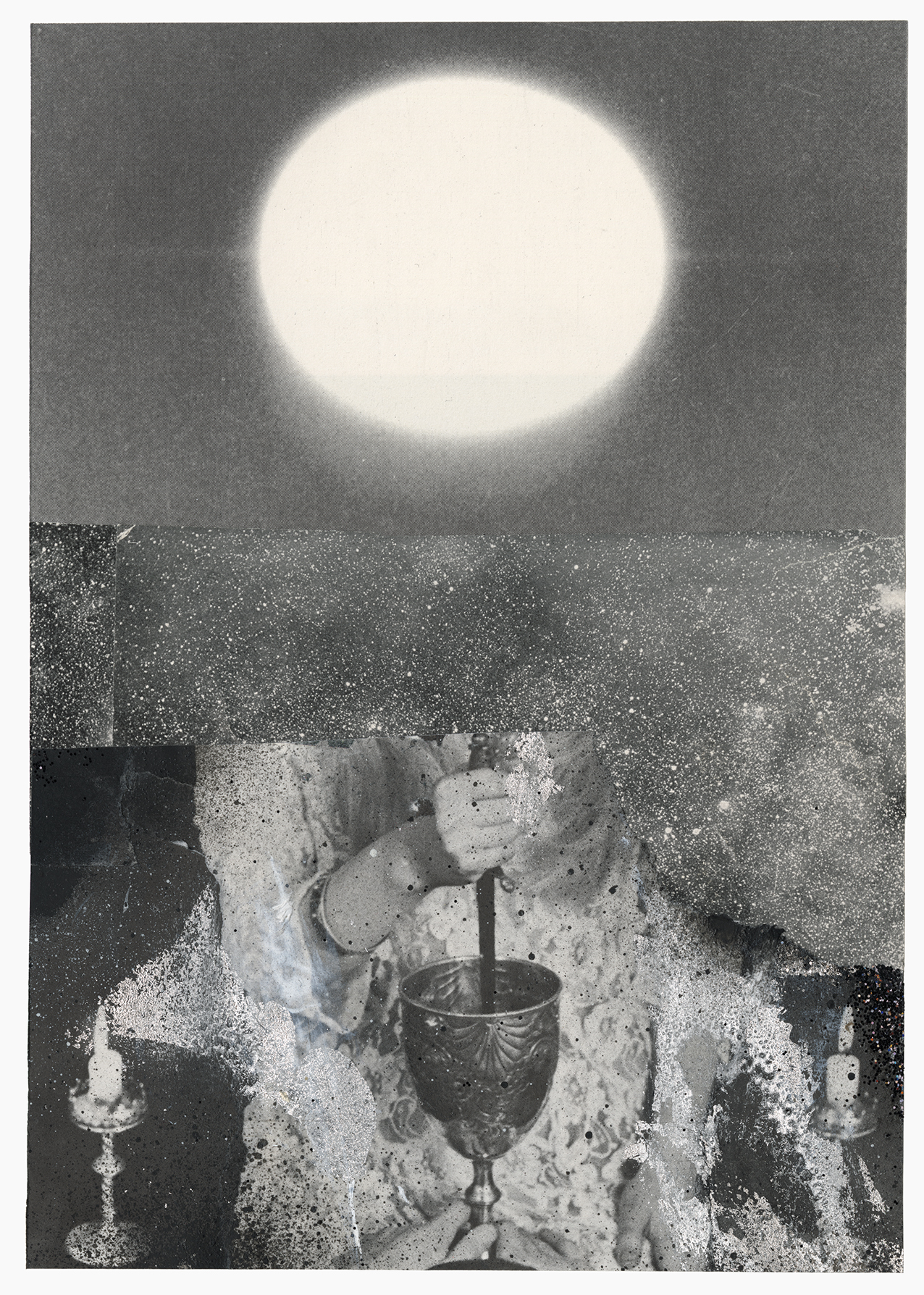 Untitled
(15 cm x 21 cm), collage, silver leaf, glitter, acrylic on paper, 2020 