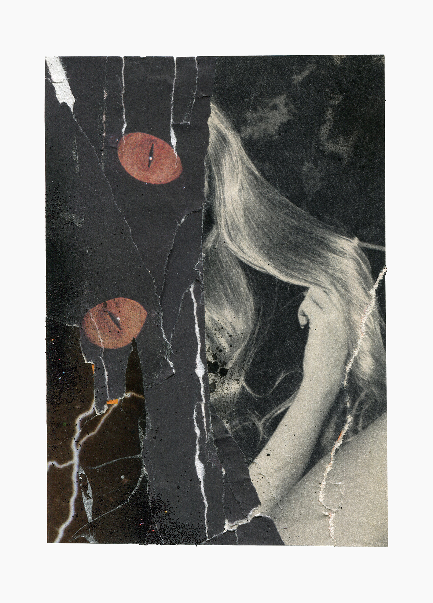 Inner Galaxies series
(15 cm x 21 cm), collage, glitter, acrylic on paper, 2021 